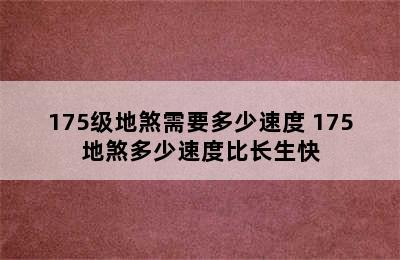 175级地煞需要多少速度 175地煞多少速度比长生快